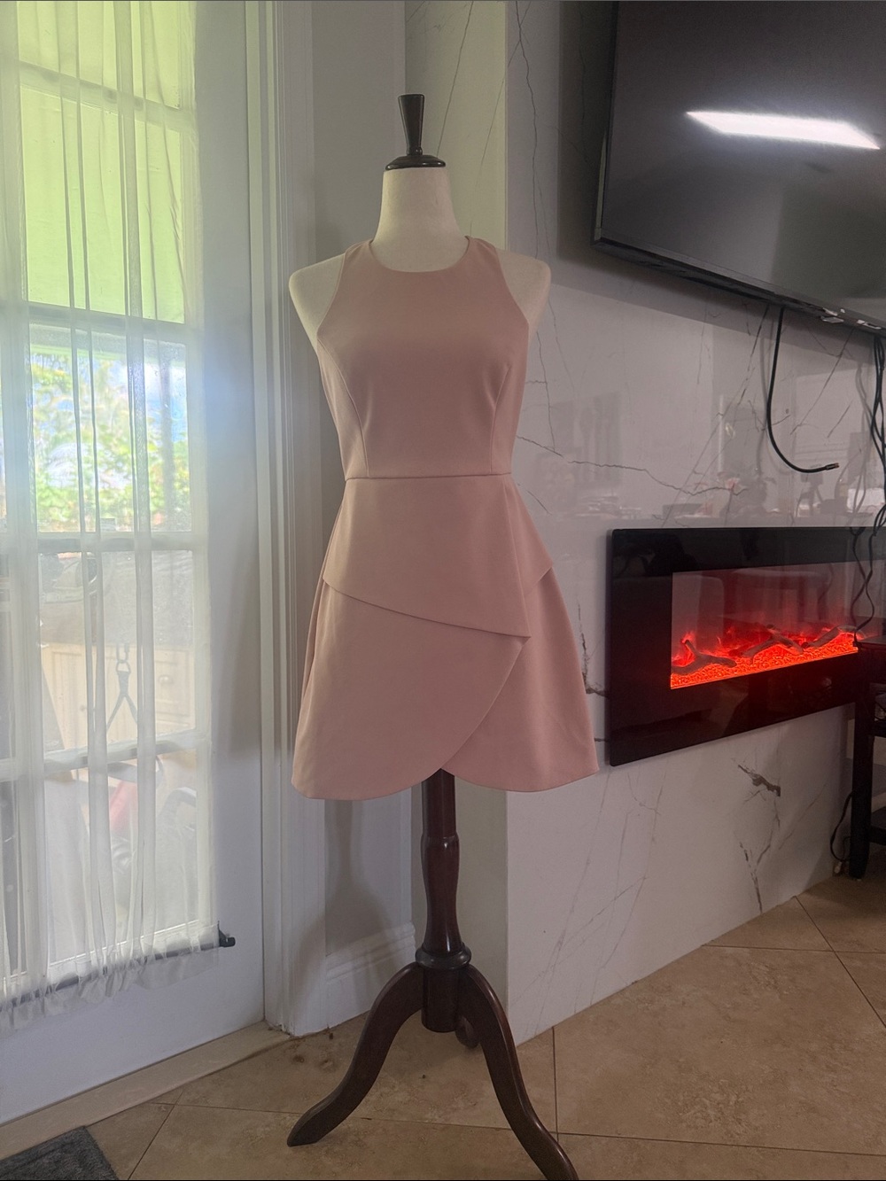 BCBGMaxAzria Dusty Pink Sleeveless A-Line Mini Dress